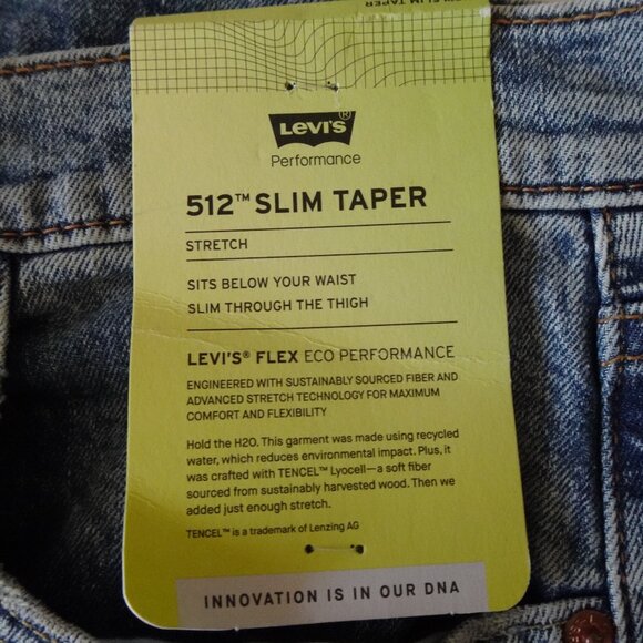 Levi's 512 Slim Taper Jeans Size 32x28 Stretch Denim Spatter READ MEASUREMENTS - Picture 10 of 13